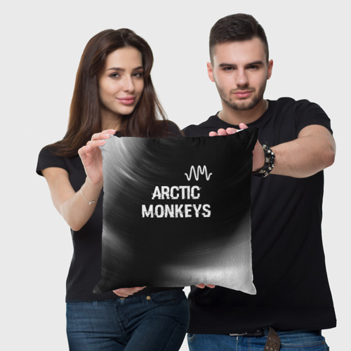 Подушка 3D Arctic Monkeys glitch на темном фоне: символ сверху - фото 3