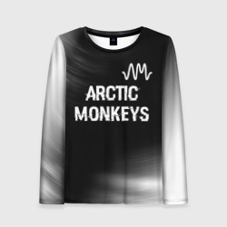 Женский лонгслив 3D Arctic Monkeys glitch на темном фоне: символ сверху