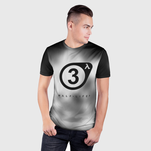 Мужская футболка 3D Slim с принтом Half life 3 black, фото на моделе #1