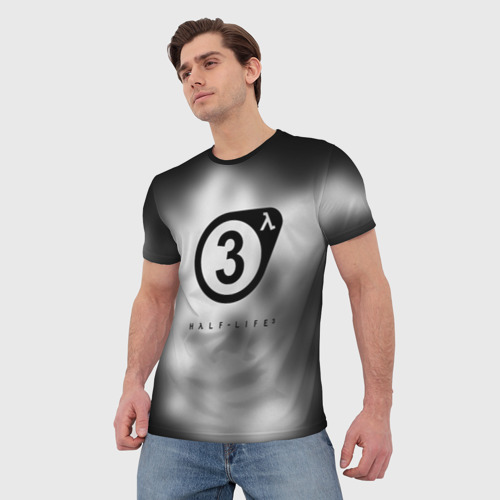 Мужская футболка 3D с принтом Half life 3 black, фото на моделе #1