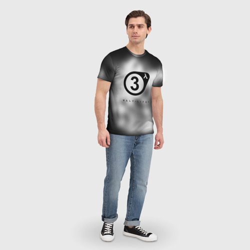 Мужская футболка 3D с принтом Half life 3 black, вид сбоку #3