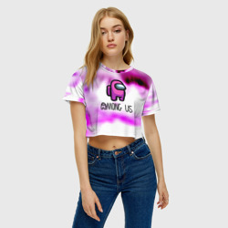 Женская футболка Crop-top 3D Among us game pink - фото 2