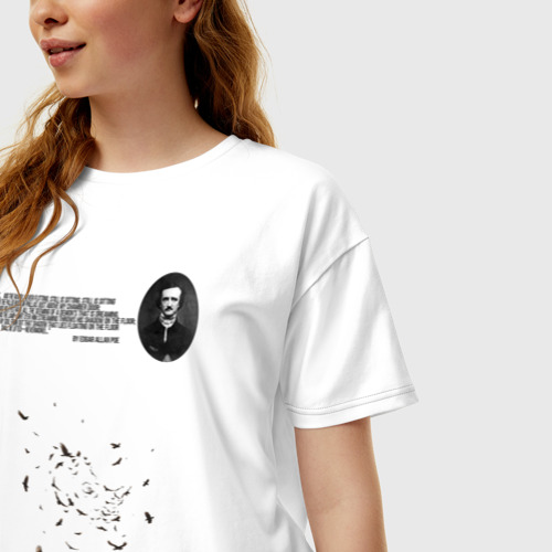 Женская футболка хлопок Oversize The raven - Эдгар По, цвет белый - фото 3
