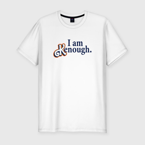 Мужская футболка хлопок Slim с принтом I am kenough - барби, вид спереди #2