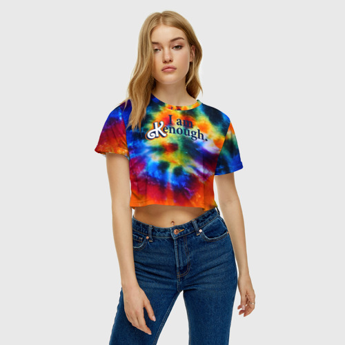 Женская футболка Crop-top 3D Барби - i am kenough, цвет 3D печать - фото 3