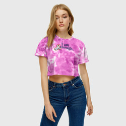 Женская футболка Crop-top 3D I am kenough - розовый тай-дай - фото 2