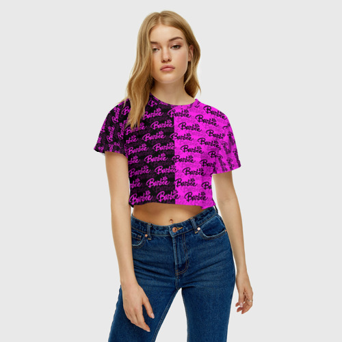 Женская футболка Crop-top 3D Bardie - pattern - black, цвет 3D печать - фото 4