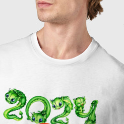 Футболка с принтом Дракончик   20204 для мужчины, вид на модели спереди №4. Цвет основы: белый