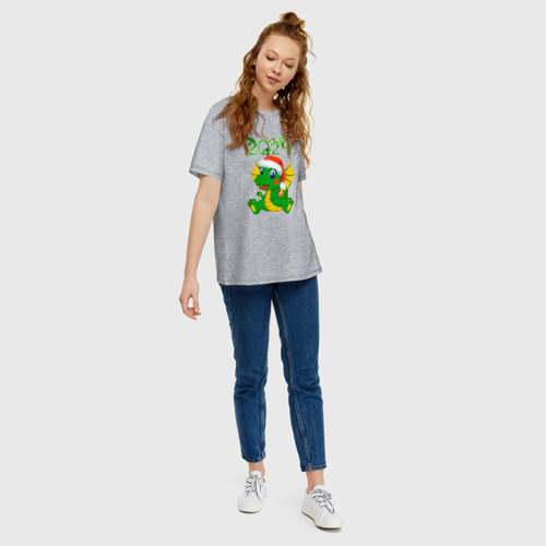 Женская футболка хлопок Oversize с принтом Дракончик   20204, вид сбоку #3