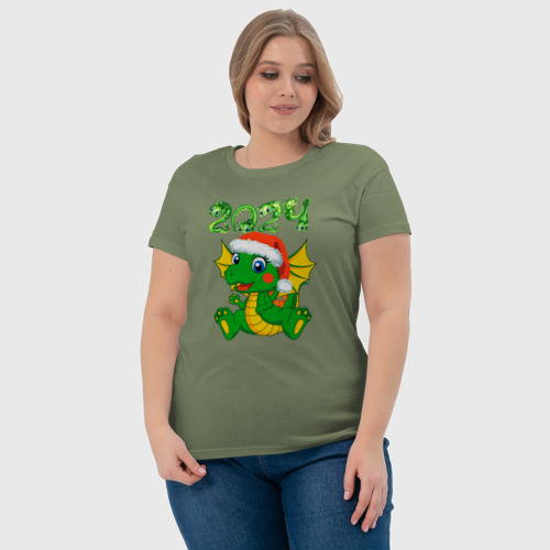 Женская футболка хлопок Дракончик   20204, цвет авокадо - фото 6