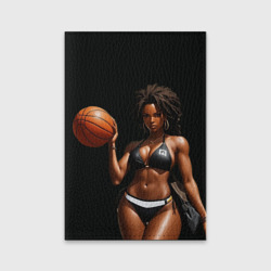 Обложка для паспорта матовая кожа Афро девушка с баскетбольным мячом