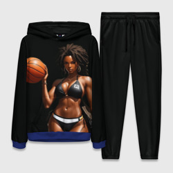 Женский костюм с толстовкой 3D Афро девушка с баскетбольным мячом