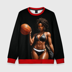 Детский свитшот 3D Афро девушка с баскетбольным мячом