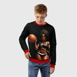 Детский свитшот 3D Афро девушка с баскетбольным мячом - фото 2