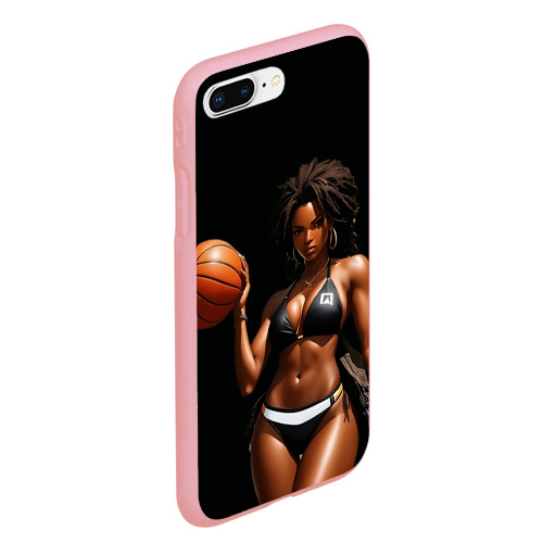 Чехол для iPhone 7Plus/8 Plus матовый Афро девушка с баскетбольным мячом, цвет баблгам - фото 3