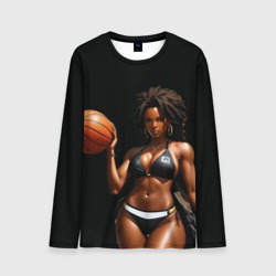 Мужской лонгслив 3D Афро девушка с баскетбольным мячом