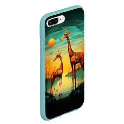 Чехол для iPhone 7Plus/8 Plus матовый Жирафы в стиле фолк-арт - фото 2
