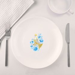 Набор: тарелка + кружка Птица Сирин среди цветов по мотивам русского орнамента - фото 2