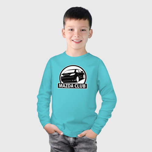 Детский лонгслив хлопок с принтом Mazda club, фото на моделе #1