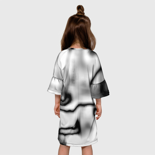 Детское платье 3D с принтом Герб РФ черно белый, вид сзади #2