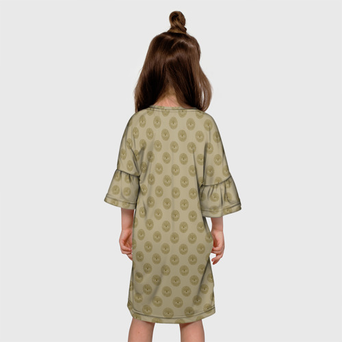 Детское платье 3D с принтом Паттерн глаз с растительным орнаментом на бежевом, вид сзади #2