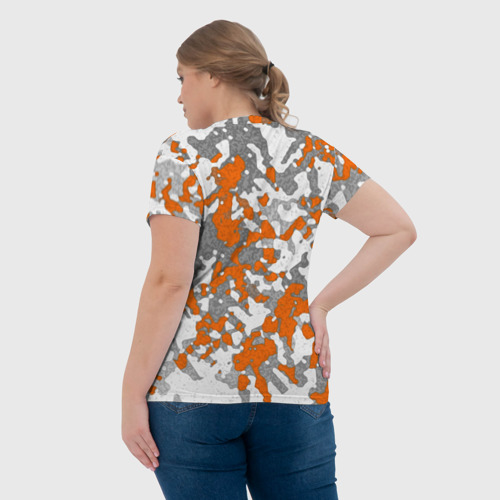 Женская футболка 3D Абстракция серо-оранжевый, цвет 3D печать - фото 7