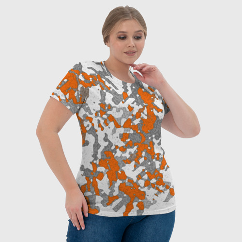 Женская футболка 3D Абстракция серо-оранжевый, цвет 3D печать - фото 6