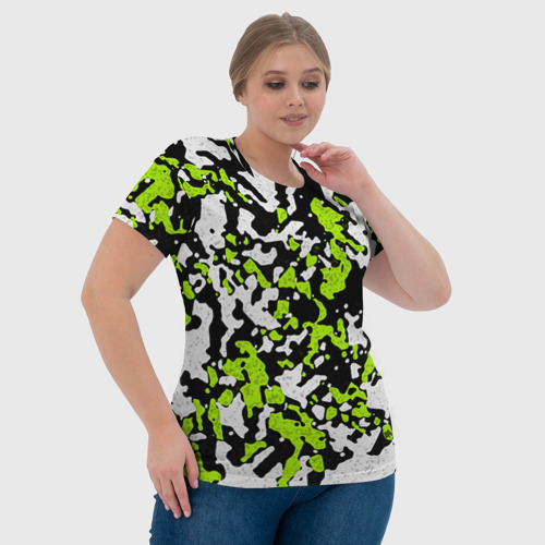 Женская футболка 3D Абстракция чёрно-зелёная, цвет 3D печать - фото 6