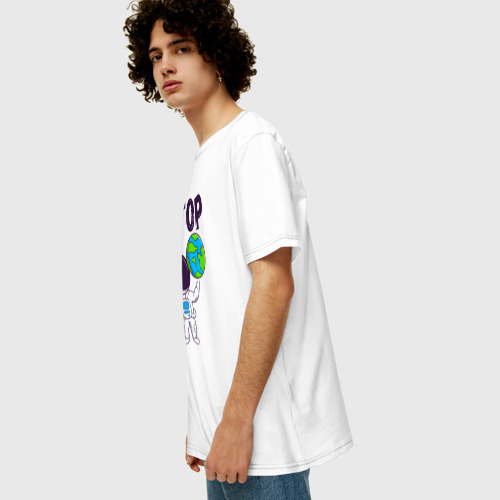 Мужская футболка хлопок Oversize Егор - юный космонавт, цвет белый - фото 5