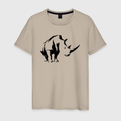 Носорог в перспективе – Мужская футболка хлопок с принтом купить со скидкой в -20%