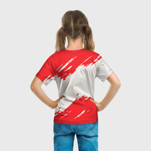 Детская футболка 3D с принтом Belarus герб краски, вид сзади #2