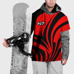 Накидка на куртку 3D Mass effect - n7 - черный и красный