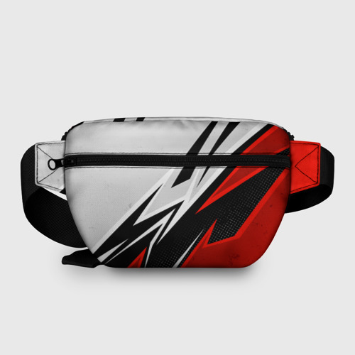 Поясная сумка 3D с принтом N7 mass effect - white and red, вид сзади #1
