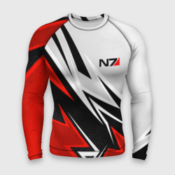 N7 mass effect - white and red – Мужской рашгард 3D с принтом купить