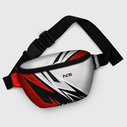 Поясная сумка 3D с принтом N7 mass effect - white and red, фото #5