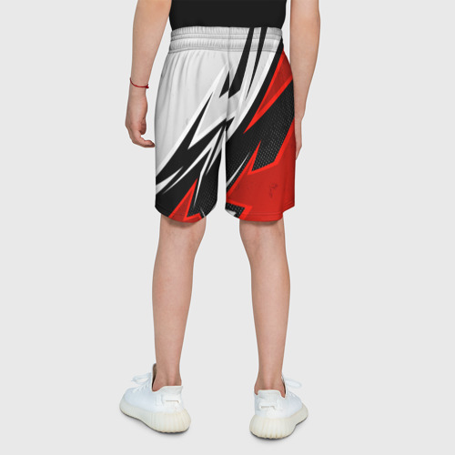 Детские спортивные шорты 3D с принтом N7 mass effect - white and red, вид сзади #2