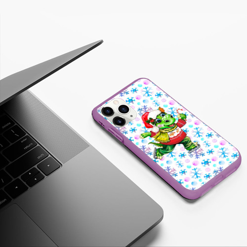 Чехол для iPhone 11 Pro матовый с принтом Дракон и снежинки, фото #5