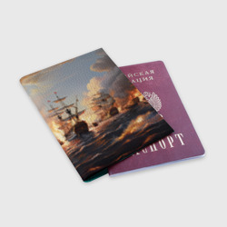 Обложка для паспорта матовая кожа Морское сражение  - фото 2