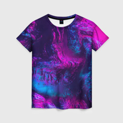 Женская футболка 3D Неоновая абстракция синий и розовый