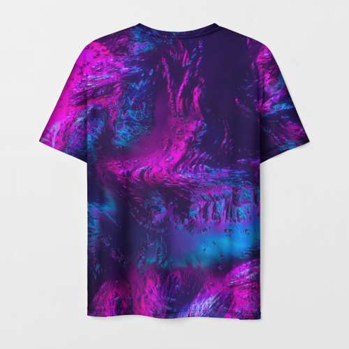 Мужская футболка 3D Неоновая абстракция синий и розовый, цвет 3D печать - фото 2