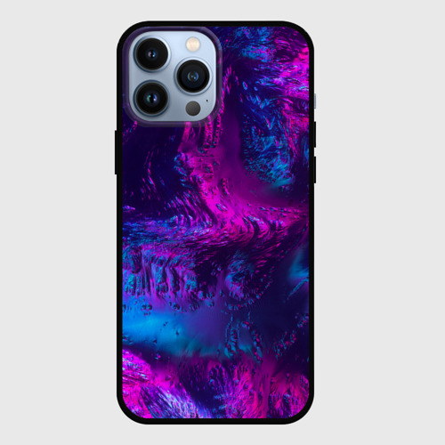 Чехол для iPhone 13 Pro Max с принтом Неоновая абстракция синий и розовый, вид спереди #2