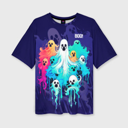 Женская футболка oversize 3D Разноцветные привидения