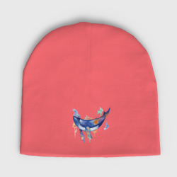 Женская шапка демисезонная Кит в брызгах разноцветных красок