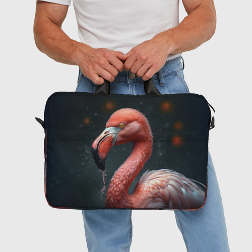 Сумка для ноутбука 3D Фламинго с каплями воды, цвет 3D печать - фото 5