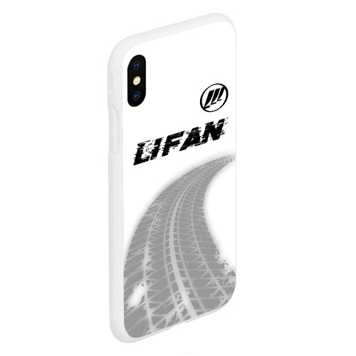 Чехол для iPhone XS Max матовый Lifan speed на светлом фоне со следами шин: символ сверху - фото 3