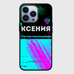 Чехол для iPhone 13 Pro Ксения и неоновый герб России: символ сверху