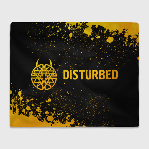 Плед 3D Disturbed - gold gradient: надпись и символ, цвет 3D (велсофт)