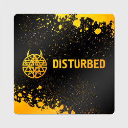 Магнит виниловый Квадрат Disturbed - gold gradient: надпись и символ