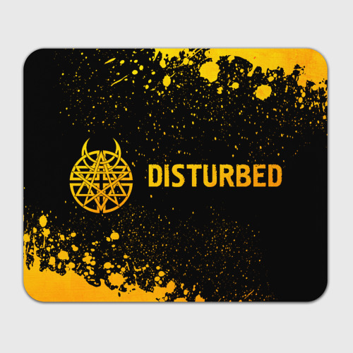 Прямоугольный коврик для мышки Disturbed - gold gradient: надпись и символ