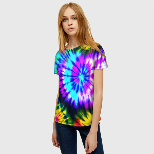 Женская футболка 3D с принтом Abstraction colorful composition, фото на моделе #1
